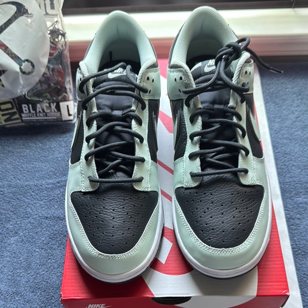 Nike Black and Green Nike Dunk Low PRM